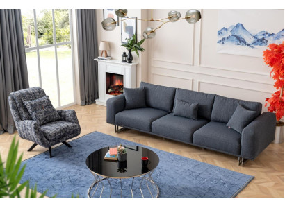 Sofa komplekts 4+1 sēdvietas luksusa komplekts dīvāns krēsli audums polsterējums