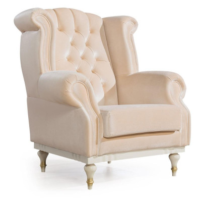 Baltie retro krēsla Chesterfield vienvietīgais bāra krēsls dzīvojamā istaba 1-vietīgais