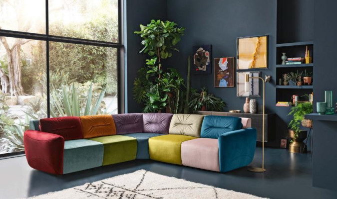 Stūra dīvāns Tekstils Stūra Dzīvojamā zona Dizains Stūra dīvāns Dīvāns gulta Sofa Itālija Alfitalia