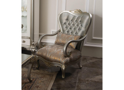 Sudraba Chesterfield krēsla Franču stila mēbeles krēsla vienvietīgs kokaściešs