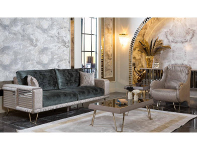 Sofas komplekts 3+1 sēdvietas + galds Moderns palīgstāvs Tekstils Komplekta Bežs