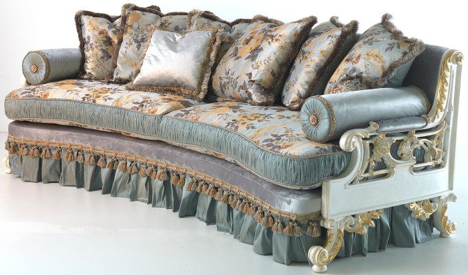 Dizainera dīvāns Mēbeles 4-vietīga gulta Polster Sofas Itālijas apdares Zila