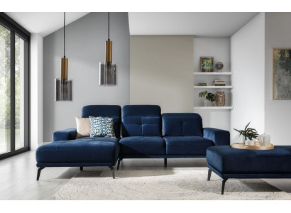 Dizainera dīvāns Dīvāns Stūri Textile Polster Garnitur Wohnlandschaft L-Form Blaue