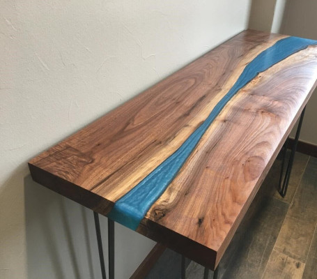 Konsolentisch Sideboard Reāla koka dizaineru galdi Epoksīda svešu upju ūdenskritums
