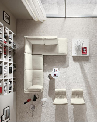 Prianera Couch Stūra dīvāns Dzīvojamā istaba Dizains Āda Moderns L-forma