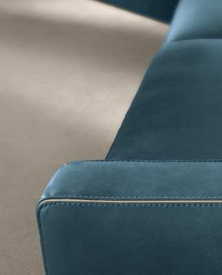 Sēdētspēja ar četrām vietām Polster Couch Ādas dīvāns Itāļu mēbeles Zila krāsa