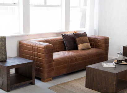 Chesterfield 3 sēdvietu ekskluzīvās auduma mēbeles ar ādu. Designersofa jauna.