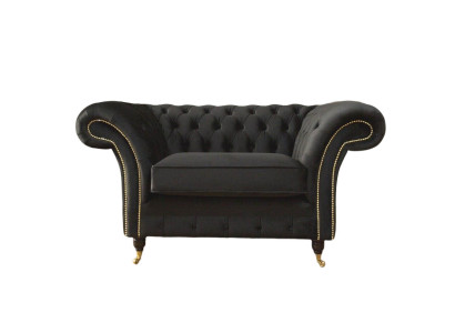Chesterfield krēsla Lounge melna dīvāns kanapē polster moderns audums jauns