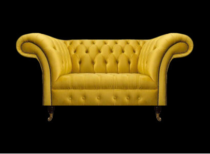 Chesterfield dzeltenā dīvāna dzīvojamā istaba mīksto mēbeļu dizainera divvietīgais dīvāns.