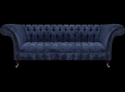 Tumši zils Chesterfield dīvāns Sēdvietas polsterdīvāni tekstila mēbeles