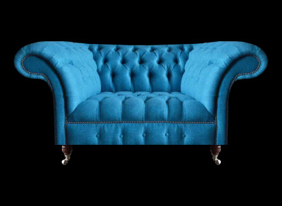 Zils Chesterfield auduma divvietīgs sēdekļa mēbeļu dizainers Edīls sēdekļu dīvāns.