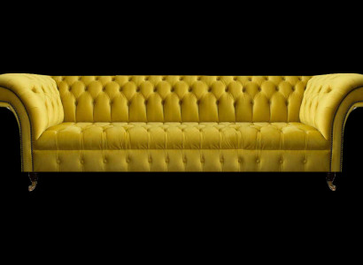 Chesterfield dzeltenais četrstūrains dizainera mēbeļu istabas dīvāns.